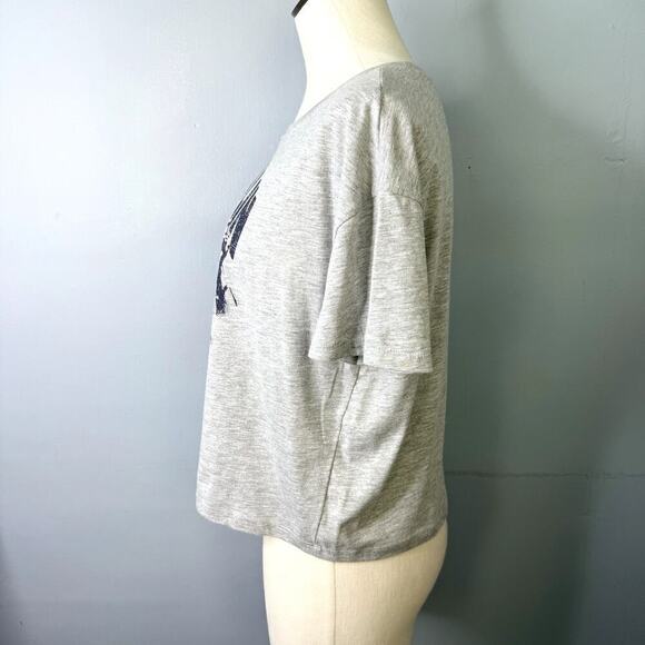 Janis Joplin Old Navy Pop Culture Graphic Crop Tee for Women Heathered Gray Sz M - Picture 4 of 11